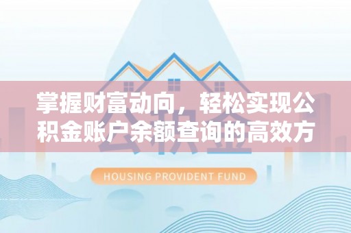 坪山新区掌握财富动向，轻松实现公积金账户余额查询的高效方式