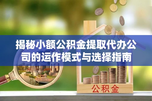 坪山新区揭秘小额公积金提取代办公司的运作模式与选择指南
